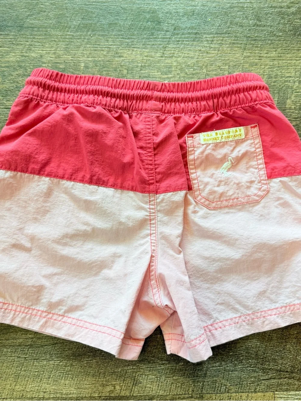 The Beaufort Bonnet Company boys Two-Tone Pink Swim Trunks size 6